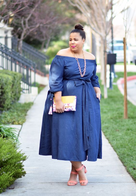 Blue Plus Size Shweshwe Dress