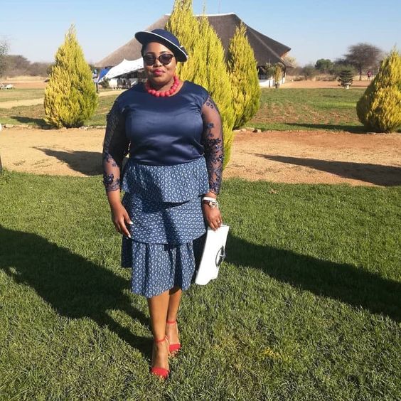 Blue Plus Size Shweshwe Dress