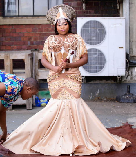 Orange Traditional Wedding Dress by Zamaswazi Nkosi