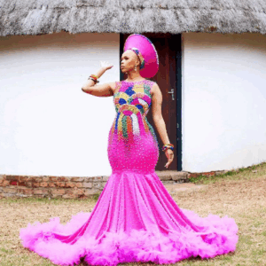 Pink Zulu Traditional Wedding Dress by Bayanda Khathini
