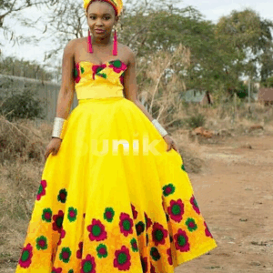 Strapless Yellow Tsonga Dress