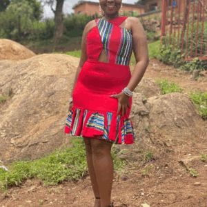 Beautiful Red tradition dress Venda Print dress with frills Beautiful Red tradition dress Venda Print dress with frills
