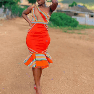 Beautiful Orange Venda Dress front crack Beautiful Orange Venda Dress front crack