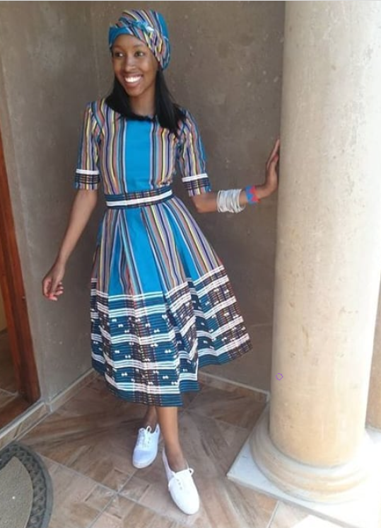 Blue Venda Dress Matching doek