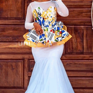 Ndebele Wedding Dress with Yellow Edges