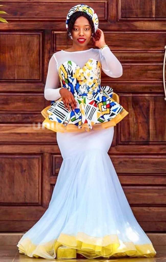 Ndebele Wedding Dress with Yellow Edges