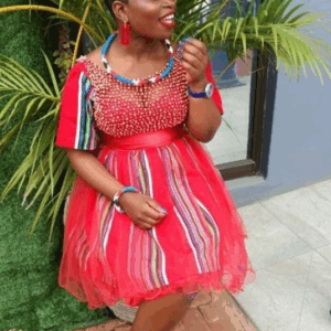 Red Venda Dress beaded