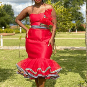 Red Venda Dress with frills