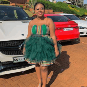 Venda Dress green with Tulle frills Venda Dress green with Tulle frills