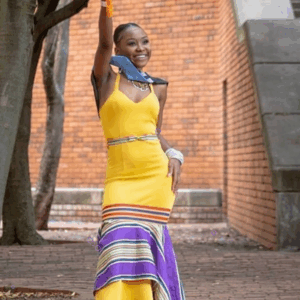 Yellow Dress with purple Venda print Yellow Dress with purple Venda print