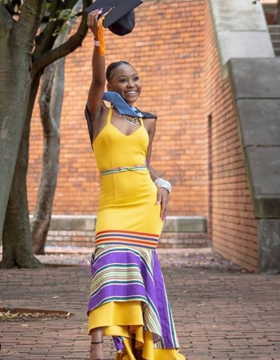 Yellow Dress with purple Venda print