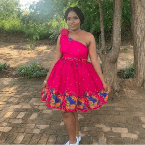 Beautiful 1 Sleeve Tsonga Dress with Bow