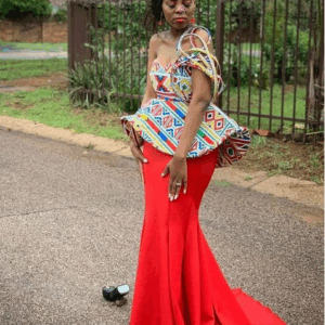 Stylish Ndebele Dress with Red Skirt Beautiful Ndebele Dress