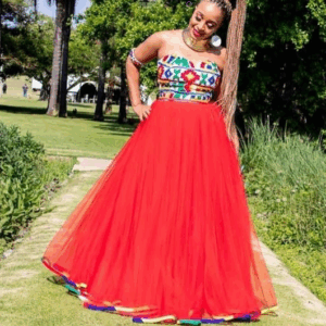 Strapless Ndebele Wedding Dress with Tulle