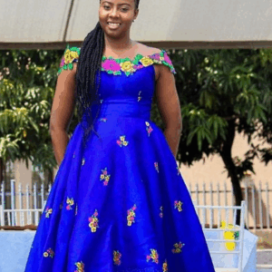 Blue Drop Shoulder Tsonga Dress