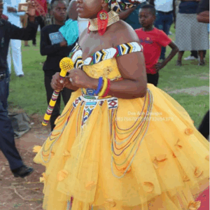 Flared Yellow Ndebele Traditional Wedding Dress
