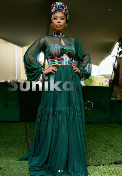 Green Ndebele Dress Chiffon