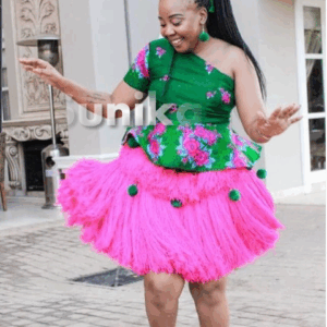 Pink and Green Tsonga Dress