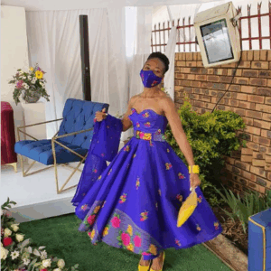 Pink and Yellow Tsonga Wedding Dress