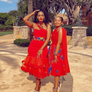 Red Tsonga Dress with Tulle