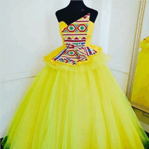Beautiful Yellow Ndebele Wedding Dress