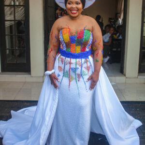 Beaded Plus Size Zulu Traditional wedding dress by Bayanda Khantini