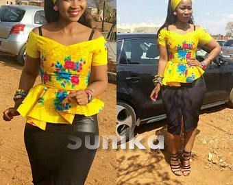 Tsonga Yellow Top on etsy