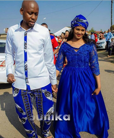 Blue SiSwati Traditional Attire for couples