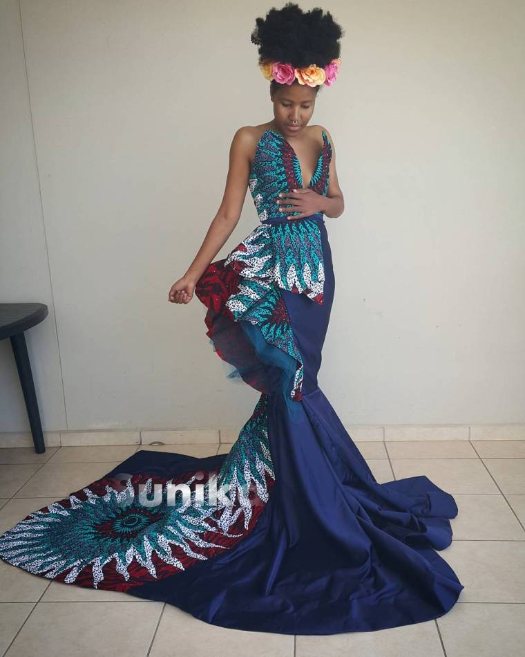 African Print Blue Mermaid