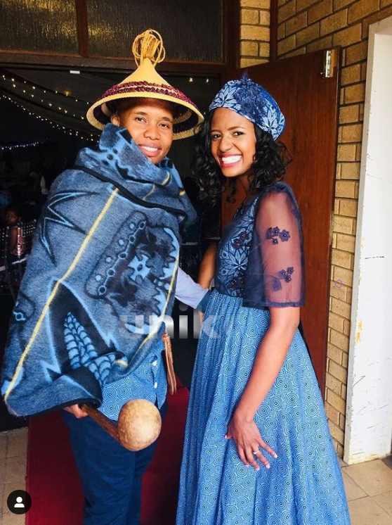 Beautiful Sotho Couple Attire Shweshwe