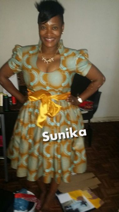 Blue and Gold African Print Dress