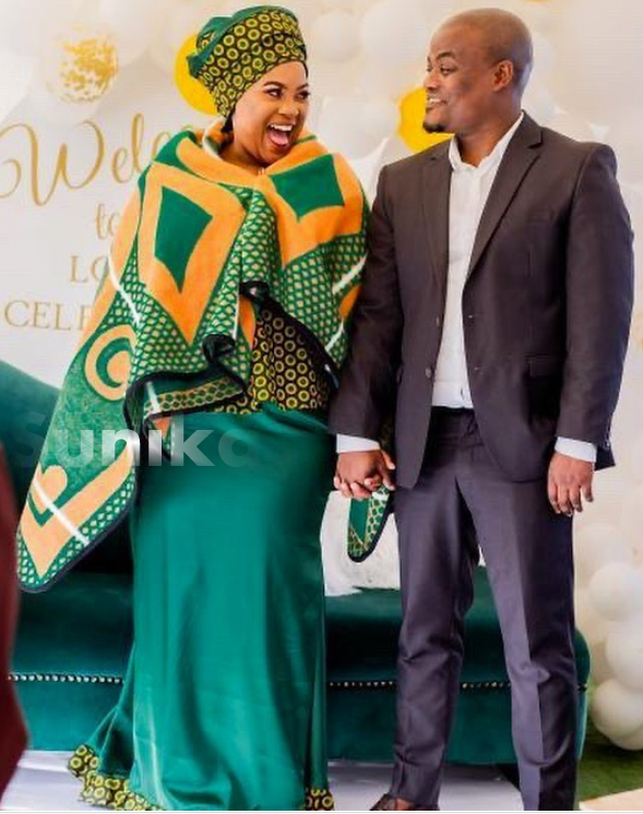 Green Sotho outfit for couples