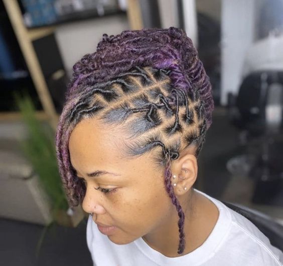 Purple tinted beautiful dreadlock style