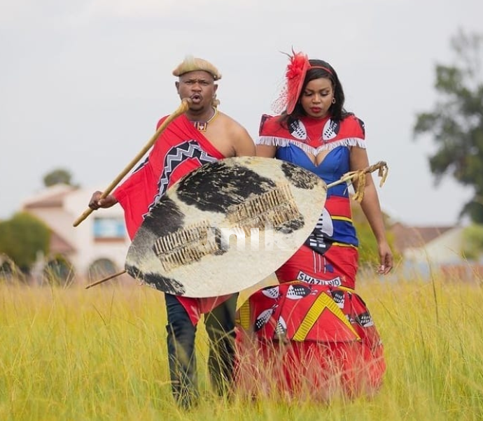 Red Swati Attire for couples