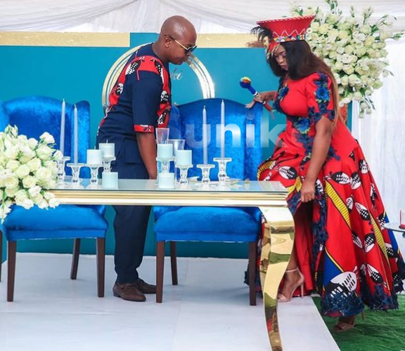 Red Swazi Couples Attire beautiful dress