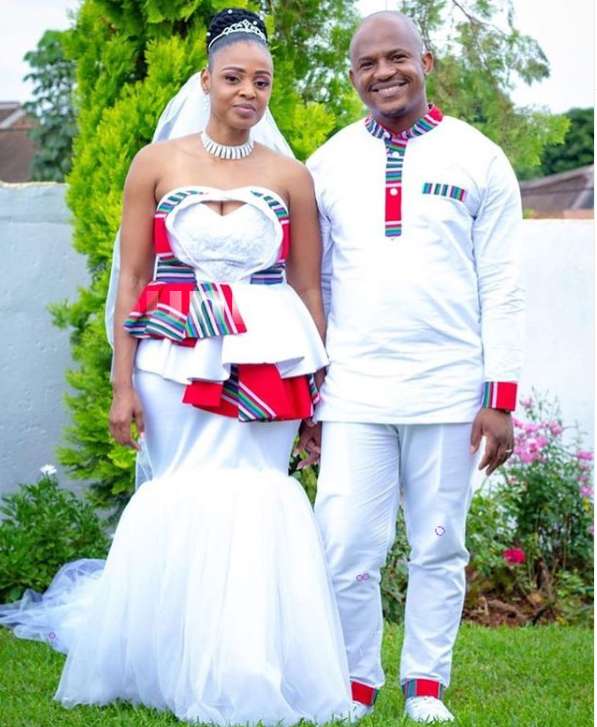 Red and White Matching Venda Wedding Attire