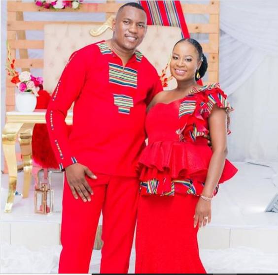 Red matching Venda Attire 2022 couples