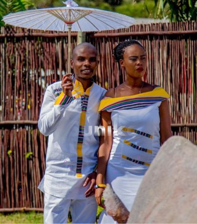 Yellow and White Venda Attire for Couples