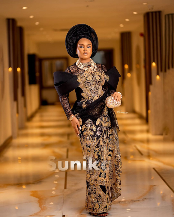 Black and Gold Nigerian Lace Dress