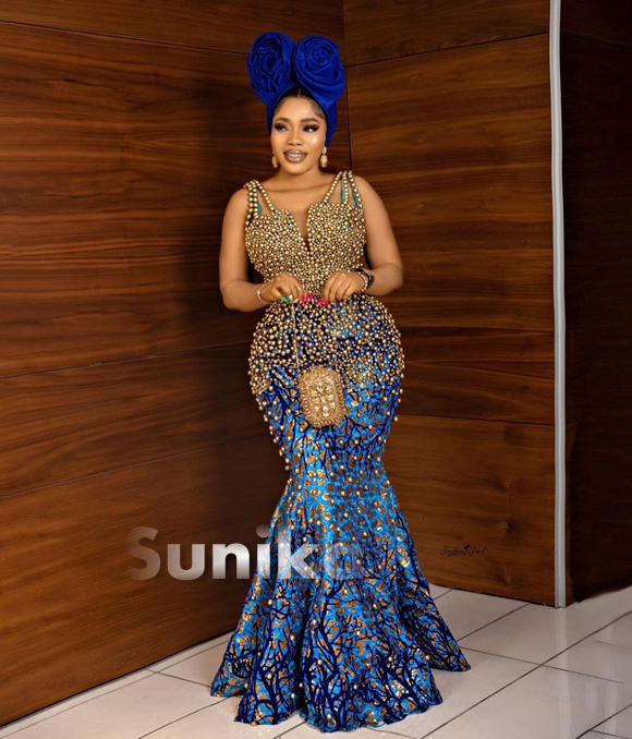 Royal Blue and Gold Aso Ebi