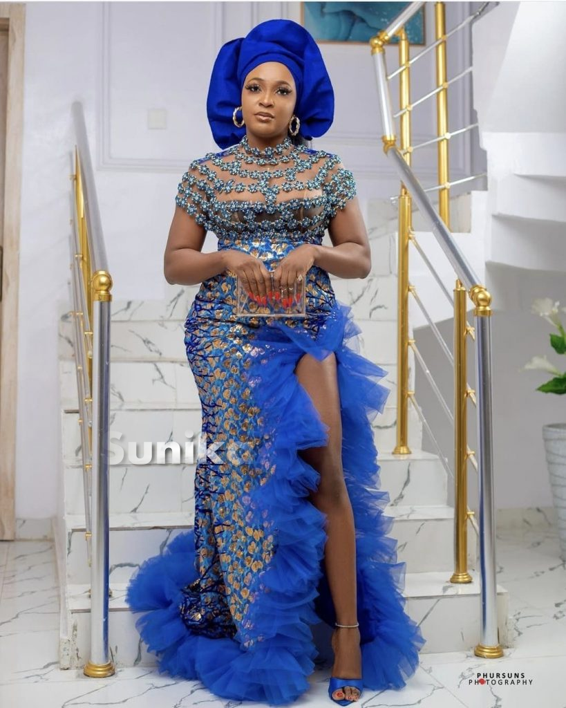 Blue Nigerian Design with Tulle Frill