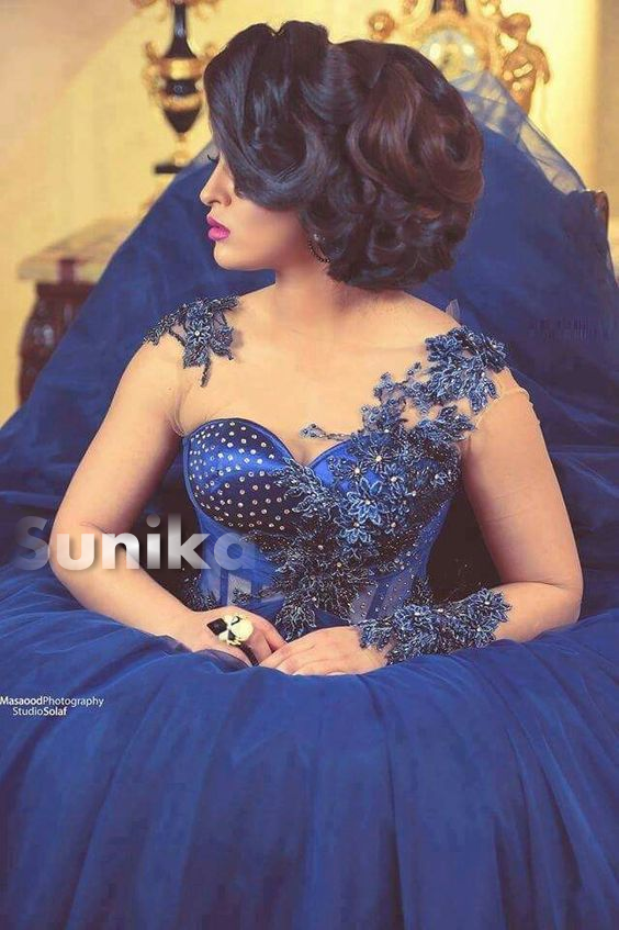 Blue Nigerian Lace Dress Design