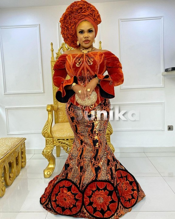 Beautiful Burnt Orange and Gold Aso Ebi