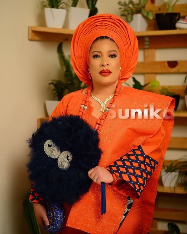 Burnt Orange and Navy Blue Aso Ebi