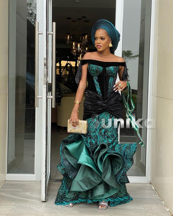 Emerald Green Aso Ebi with Matchin Gele