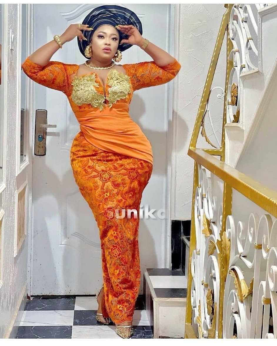 Burnt Orange and Gold Aso Ebi