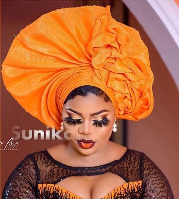 Burnt Orange and Black Gele