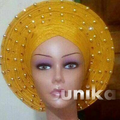 Gold Beaded Nigerian Gele