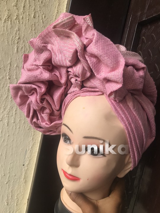 Pink braided Gele