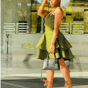 Green Shweshwe Dress by Kalahari fashions